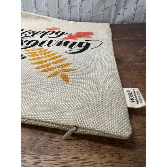 Happy Thanksgiving Day Fall Leaves Throw Pillow Cover Autumn - Picture 4 of 6